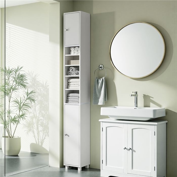 Yaheetech Armoire De Salle De Bain Haute troite Colonne Avec tag re yaheetech-armoire-de-salle-de-bain-haute-troite-colonne-avec-tag-re