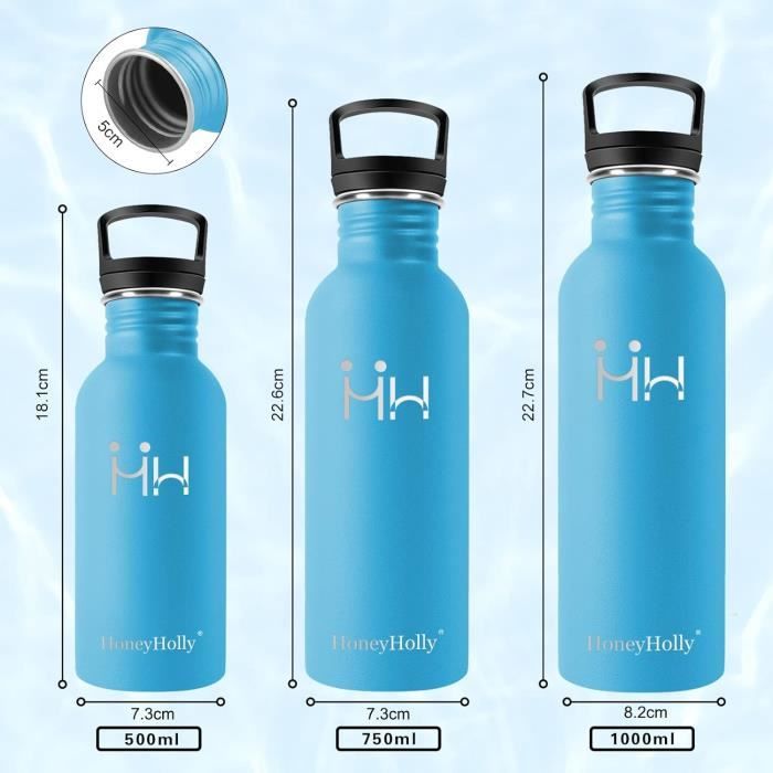 Gourde Isotherme Trebo 1,2L - Acier Inoxydable Double Paroi - 2 Bouchons (Paille/Bec) - Sans BPA - Noir