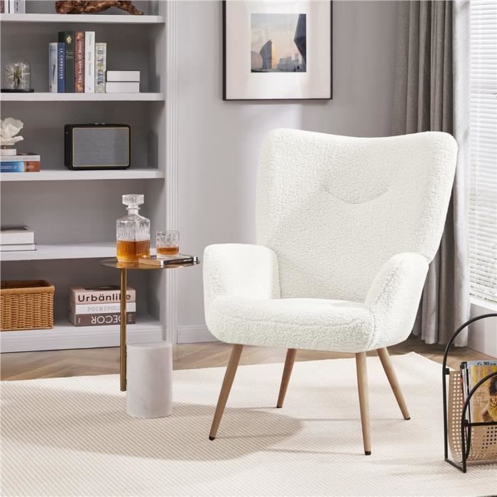 Fauteuil de table Dolce en tissu bouclette - Fauteuil Dolce pivotant et confortable
