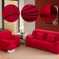 145-185cm Housse de protection de canapé 2 places en polyester pour meubles de luxe et de douceur-vin rouge -POU HB15698-2