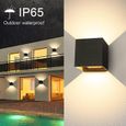 2pcs 12W LED Applique Murale Exterieur/Interieur - YIKXIULF - Noir - Blanc Chaud - Aluminium - IP65-2