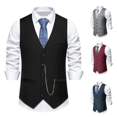 Gilet Homme Enlision Double Boutonnage - Col En V Slim - Pour Costume Business Ou Casual - Multi Tailles