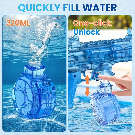 Pistolet À Eau Électrique Glock Pour Garçons Et Filles, Stockage D'eau