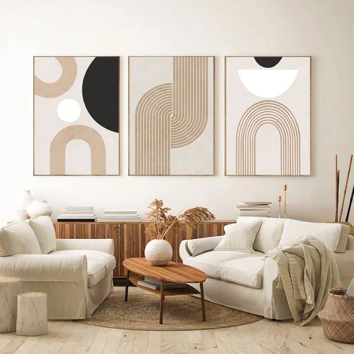 LYBOHO Lot De 3 Posters D'Art Abstrait Moderne - Tableaux Muraux Bohème Sans Cadre Pour Salon Et Chambre (Géométrie 4, 40x60 Cm)