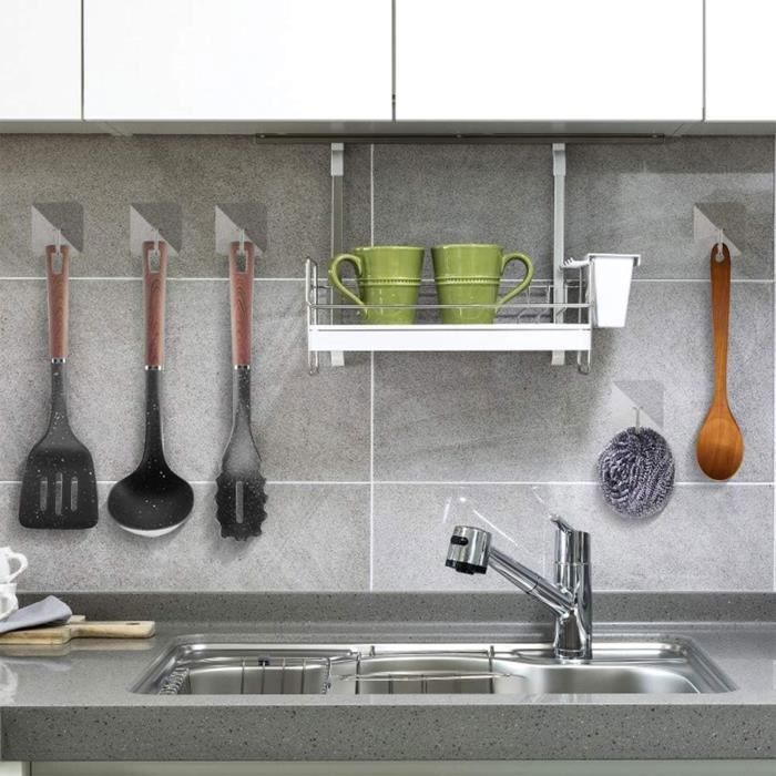 GARVALON Lot De 30 Crochets Muraux Adhésifs Transparents Robustes Pour