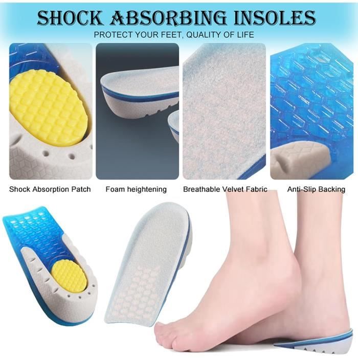 Chaussettes Rehaussantes - Rehausseur De Taille Semelle - Talonnette Grandissante - Augmenter La Semelle Intérieure - Semelles De Talon D'augmentation De La Hauteur, Portables, Respirantes