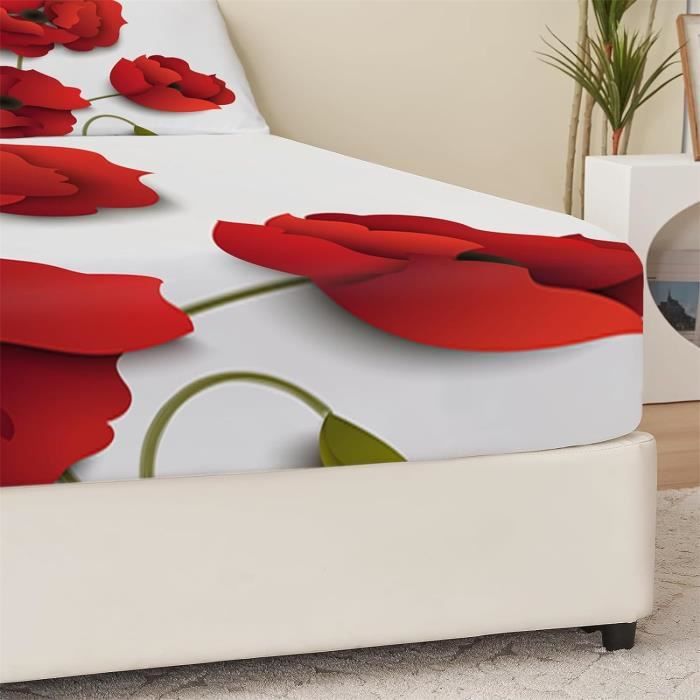 Drap Housse 140x190 Cm Tropical, 3D Palmier Drap-Housse 140x190 Cm - Pour Lit De 140 X 190 à 30 Cm - Hauteur Du Matelas, Drap Housse 2 Personnes Avec 1 Taie D'oreiller