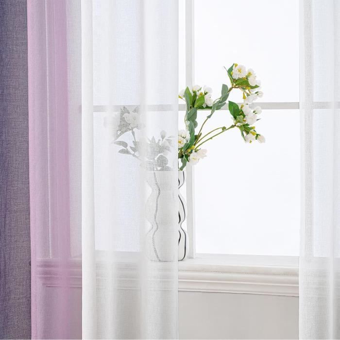 Lot de 2 Rideaux Voilage à Oeillets Voile de Fenêtre Pour Salon Chambre Décoration 150 x 250 cm Blanc-gris - Maison Lot de 2 Rideaux Voilage à Oeillets Voile de Fenêtre Pour Salon Chambre Décoration 150 x 250 cm Blanc-gris - Maison