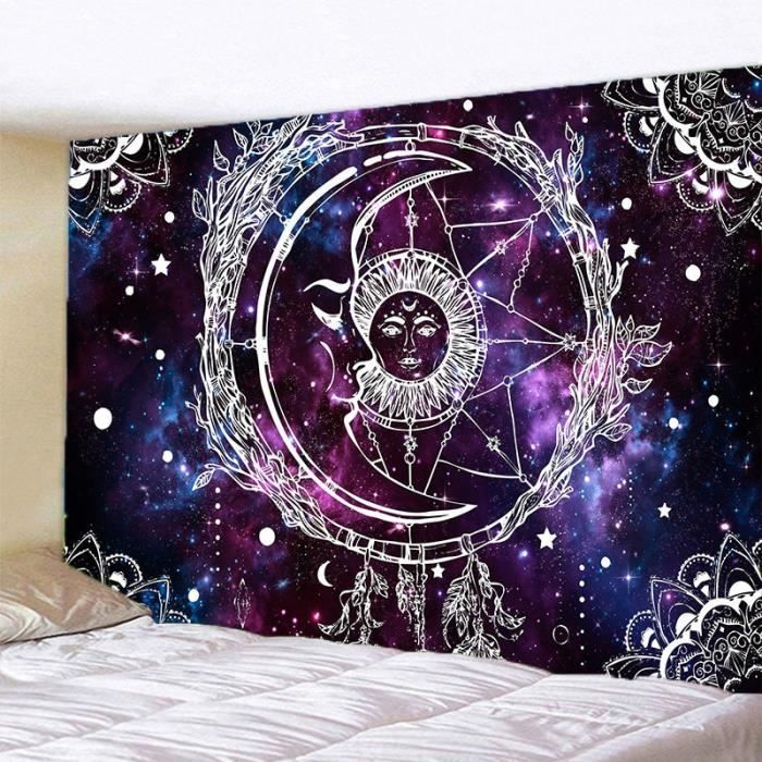 Tapisserie Murale Galaxie 92x64 Cm - Polyester - Déco Hippie Pour Chambre, Salon Ou Plage