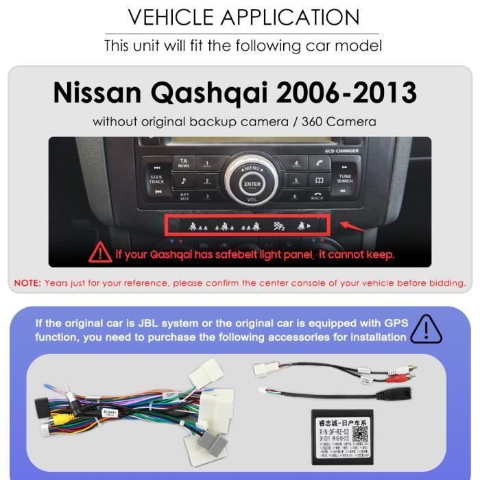 Pour Renault Nissan Qashqai J10 2006-2013 Android autoradio stéréo 2din  navigation GPS multimédia lecteur vidéo 2+32G Carplay WIFI - Cdiscount Auto