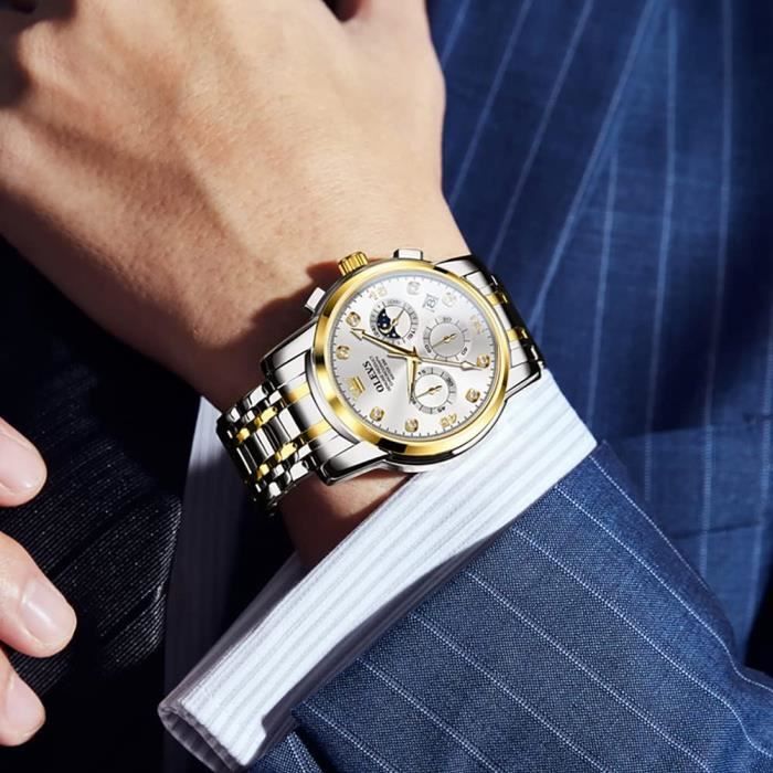 Montres Pour Homme Dor Bleu Cadeau En Acier Inoxydable Montre