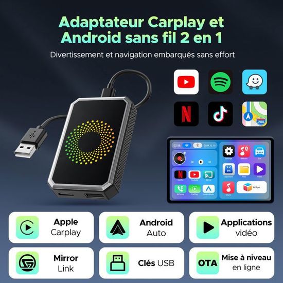 Adaptateur Android Auto Sans Fil 5GHz - Connexion Automatique Pour Voiture, Compatible Android Auto Uniquement