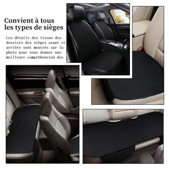 2 Coussins Siège Voiture En Mousse Mémoire - Noir - Antidérapant Avec Poche - Confort Auto Et Bureau