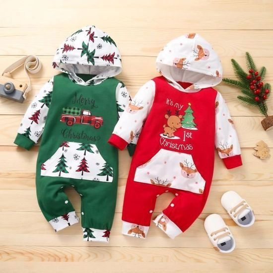 Noel BeBe PeRe NoeL DeGuisement Pyjama De Noel Ensemble Bebe Mon Premier Noel Bebe Garcon a Manches Longues GrenouilleRe NoeL