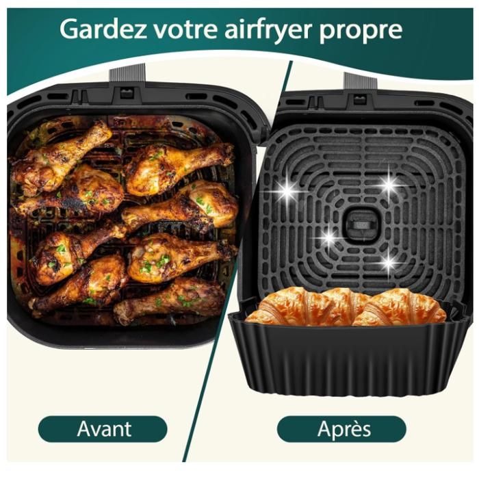6PCS Moule Silicone Air Fryer Réutilisable - Moules à Œufs Pochés Et Muffins Pour Friteuse à Air