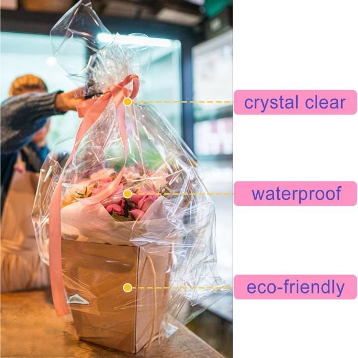 Papier Transparent Emballage Cadeaux - Rouleau 80cm X 30m - OPP - Pour Bouquets Et Cadeaux
