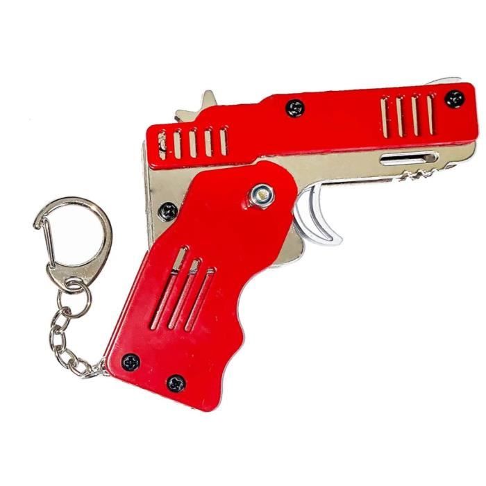 100 Mini pistolet en métal pliable 6 coups avec porte-clés et bande en  caoutchouc - Cdiscount Bagagerie - Maroquinerie
