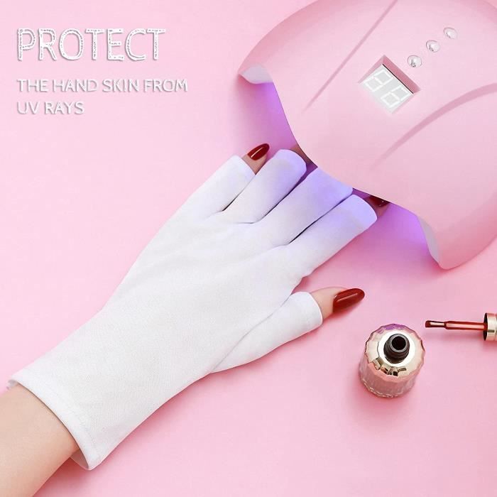 1 paire de gants à ongles UV, Protection UV, sans doigts, pour
