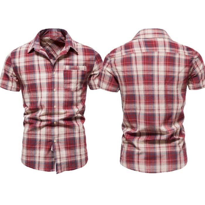 Chemise rouge homme manche courte on sale