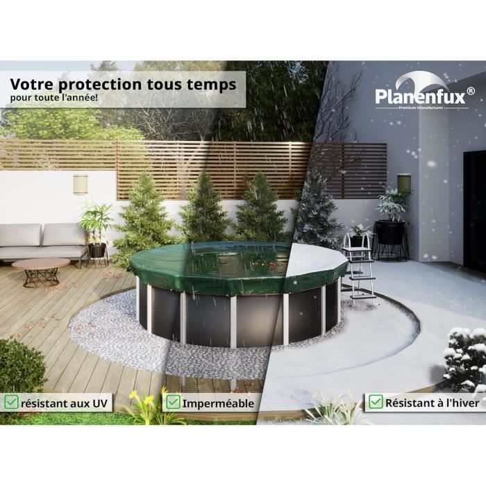 Bâche Hivernage Piscine Planenfux 4.60m - Polyéthylène 200g/m², 2 En 1