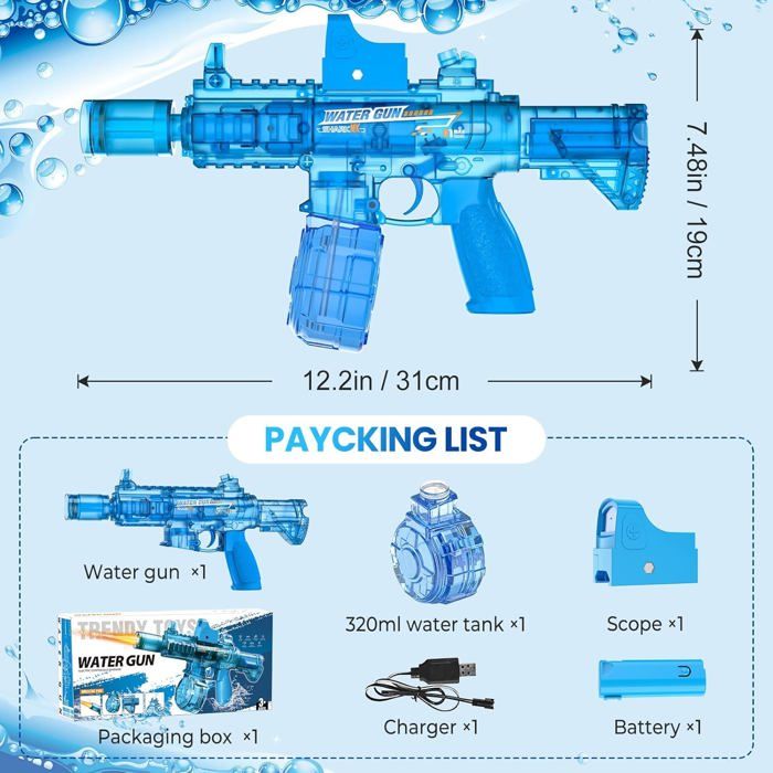 Pistolet à eau électrique 3 en 1 pour enfants, 800 ml, grande capacité, mode aut Pistolet à eau électrique 3 en 1 pour enfants, 800 ml, grande capacité, mode aut