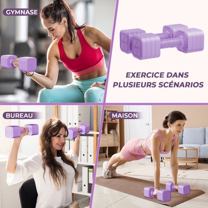 Dripex Lot De 2 Haltères Musculation Réglables 2,5 à 10kg - Poids Avec Poignée Confort Pour Femme Et Homme, Entraînement Gym à Domicile