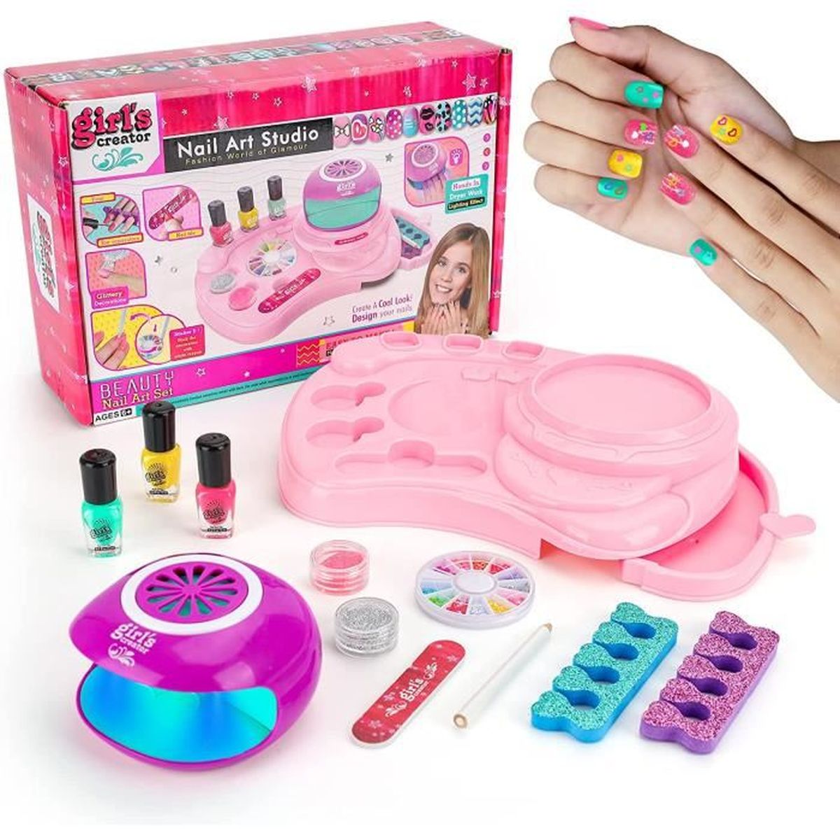 Kit Manucure Enfant pour Nail Arts Filles Salon, Vernis à Ongles Enfant