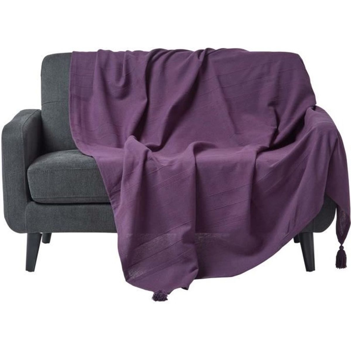 Jeté de lit ou de canapé - Rajput tissé main - Violet ...