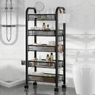 BIPLUT Chariot de Service - Inox - 5 Niveaux - 360° Pivotant - Panier de Rangement - Blanc