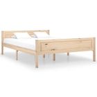 RILLBUS Lit Double | 2 Place 140x200 cm Structure de lit en Bois de Pin massif avec Sommier à Lattes, sans Matelas - Bois Naturel