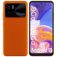 HOTWAV Note 12 Téléphone Portable, 8Go + 128Go,6180mAh, Smartphone Pas Cher 6.8",48MP/Face ID/Fingerprint/GPS/NFC/Double SIM-Orange