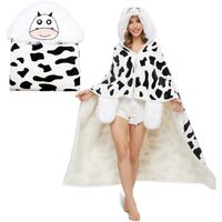 Sweats Capuche Femme Couverture Mignonne de Vache Laitire Douce et Confortable pour lhiver-Taille Unique 152 x 125 cm