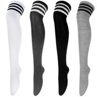 4 paires de chaussettes hautes au-dessus du genou chaussettes hautes en coton extra longues pour femmes
