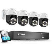 ZOSI 4K PoE Kit Camera Surveillance Extérieure 8MP avec Détection de Personne Véhicule, Caméra IP PTZ 355°/140°, NVR 8CH 2 to HDD