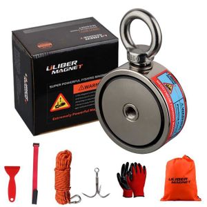 YADODO Peche a l'aimant Double Face Aimant de Peche 60MM 300kg pour Peche Ramasse Monnaie Chasse Au Trésor avec Grapin Corde 20m Mousqueton Une Paire de Gants YADODO Peche a l'aimant Double Face Aimant de Peche 60MM 300kg pour Peche Ramasse Monnaie Chasse Au Trésor avec Grapin Corde 20m Mousqueton Une Paire de Gants