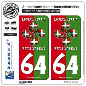 DÉCORATION VÉHICULE 2 Autocollants plaque immatriculation Auto 64 Pays