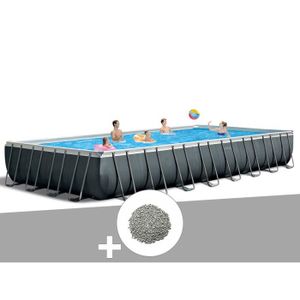 PISCINE Kit piscine tubulaire Intex Ultra XTR Frame rectangulaire 9,75 x 4,88 x 1,32 m + 20 kg de zéolite