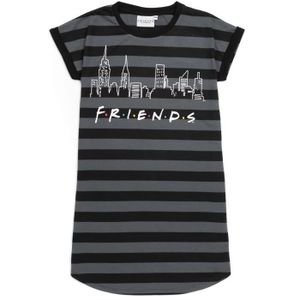 PYJAMA Chemise de nuit Friends - Fille - Gris - Logo - Ligne d'horizon - À rayures