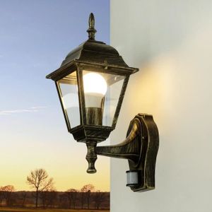 APPLIQUE EXTÉRIEURE Applique d'extérieur sensationnelle Tirol avec détecteur de mouvement réglable en forme de lanterne style rustique en or antique347