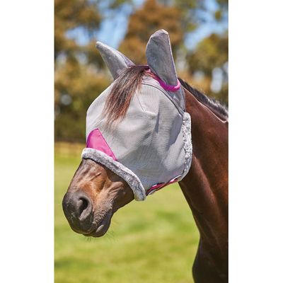 Masque anti-mouches pour cheval avec protège oreilles Weatherbeeta Comfitec Deluxe Durable - Gris - Demi-sang