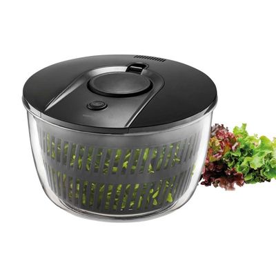 Kela Mailin Essoreuse à Salade 4,4 L – Plastique Gris Robuste, 24,5 X 24,5 X 17,5 Cm