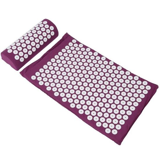 WISS Kit Tapis d'Acupression violet 67x42cm, Tapis de Massage en Coton, Tapis de Yoga d' Acupuncture, Soulagement et Détente