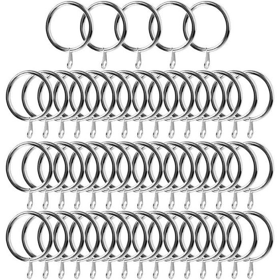 30 anneaux de rideaux PCS avec pinces, pinces à draperie solides, crochets sur support de tige de tension, diamètre intérieur oeillets en métal rideaux décoratifs cintres de fenêtre, noir