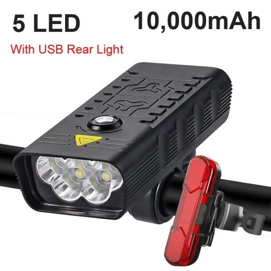 Lampe de vélo LED T6 rechargeable par USB, phare de vélo A