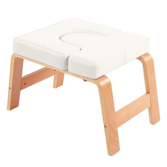 VEVOR Tabouret d'Inversion de Yoga Charge 136 kg, Chaise de Yoga Cadre en Bois et Coussin en PU, Banc de Yoga pour Faire Le Poirier, pour Entraînement de Force et d'Équilibre, Salle
