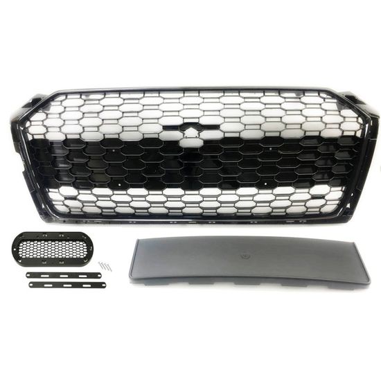 Grille De Calandre Nid D'abeille Noir Brillant Pour Audi Q2 2016-2023 - Facile à Poser