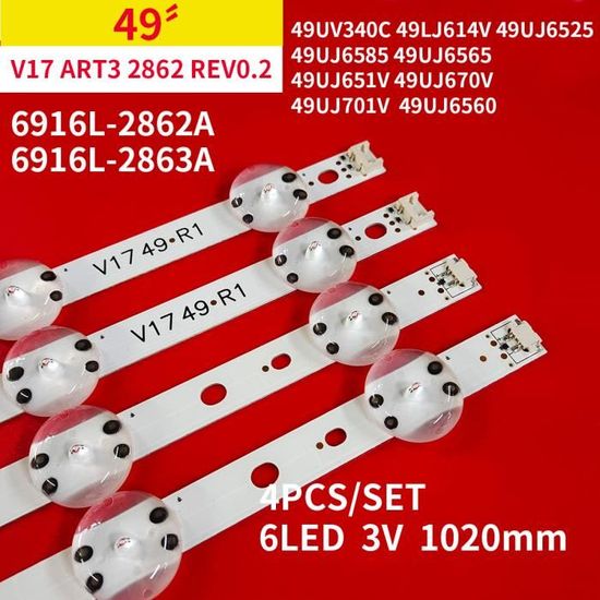 Bandes de rétroéclairage LED (12) pour Vizio E50-C1 D50U-D1 D50-D1 500TT43 V3 500TT43 V4