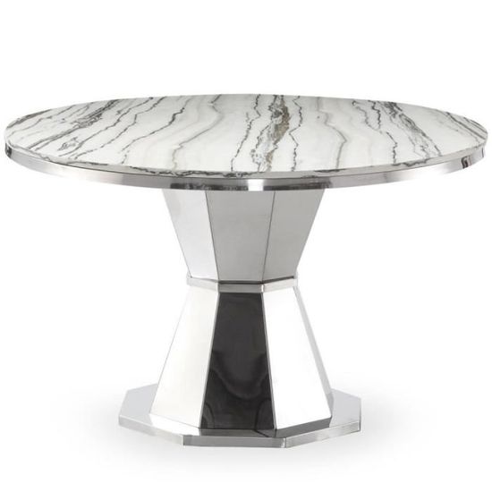 Table Ronde Design Rayo 120 Cm – Paris Prix, Plateau Verre Blanc Imprimé