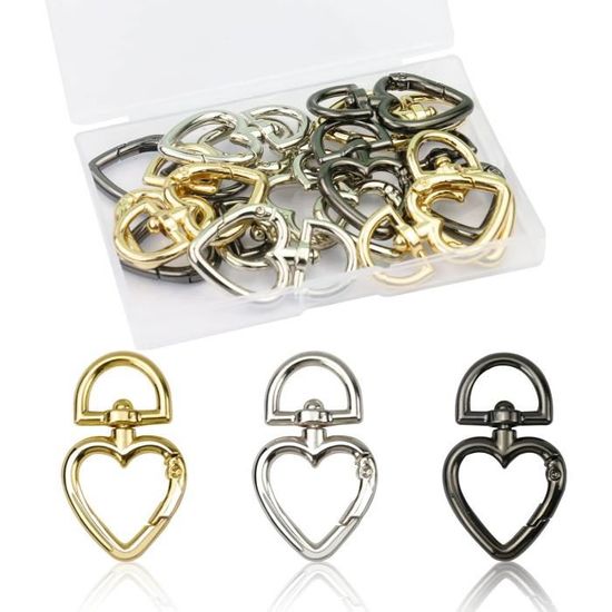 Lot de 20 porte-clés mousquetons, mini porte-clés en forme de S à