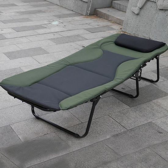 Bedchair pliant 6 pieds inclinable avec oreiller chaise de lit pour la pêche Camping bureau pause déjeuner En Stock HB10524